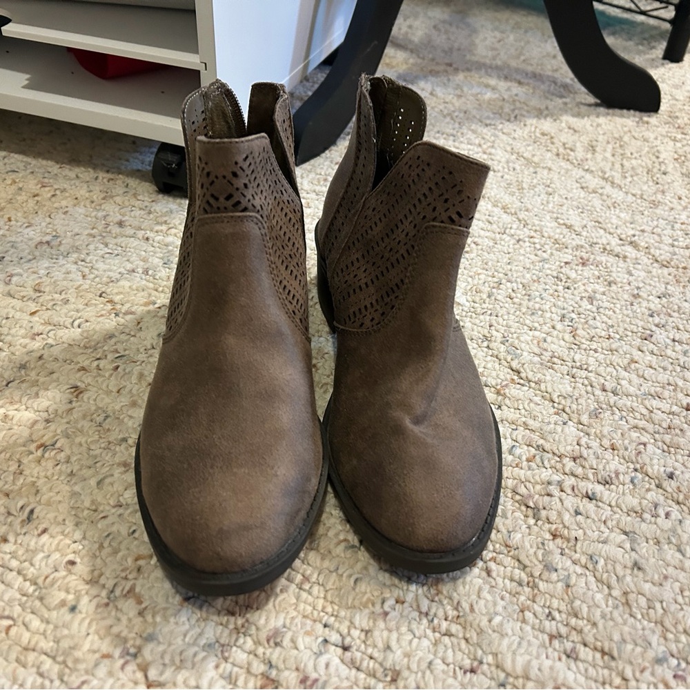 Brown Ankle Boots with Cutout Design